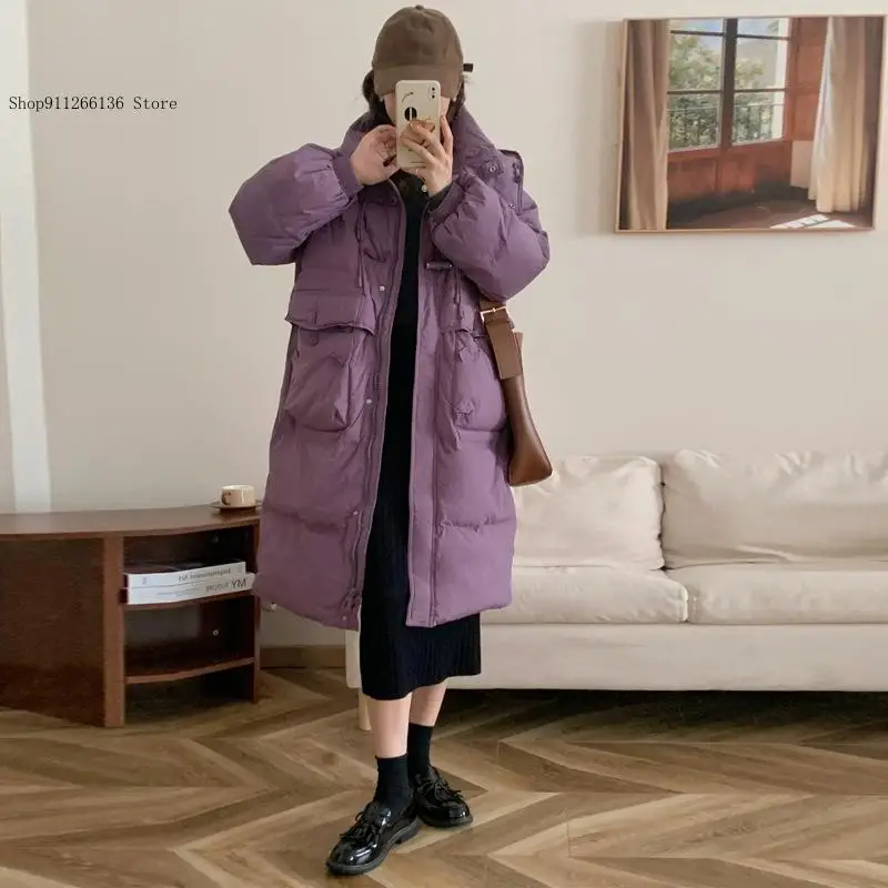 Весенне-осенне-зимний элитный длинный белый утиный пуховик в японском и