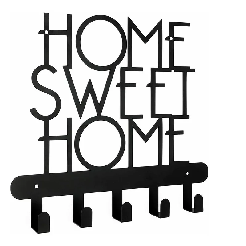 

Key Holder for Wall Home Sweet Home Sign 5 Hooks Decorative Key Organizer Home Decor Metal Art Vintage Metal Plate Wall Art