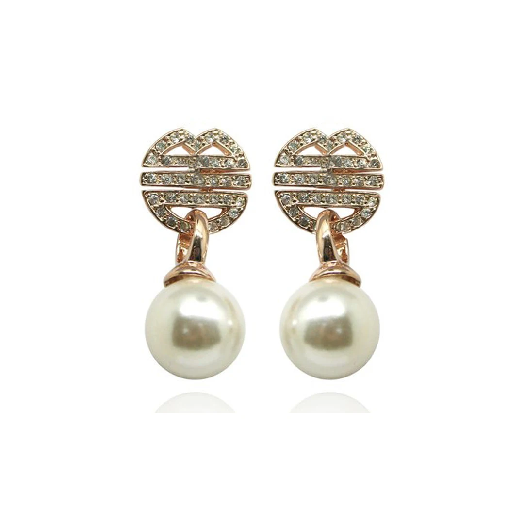 

NIGO Бесплатная доставка латунные Женские серьги-гвоздики с полностью алмазным жемчугом серьги-клипсы аксессуары ювелирные изделия # nigo89267