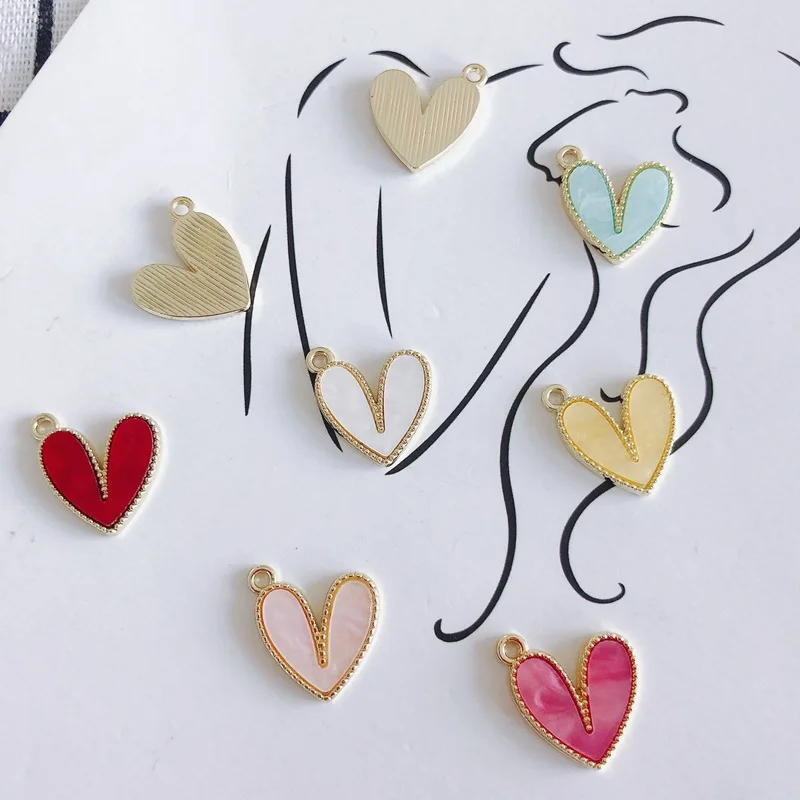 

10pcs Love Heart Pendants Golden Color Pendant Charms Jewelry Connector for DIY Earrings Necklace Bracelet Jewelry Making