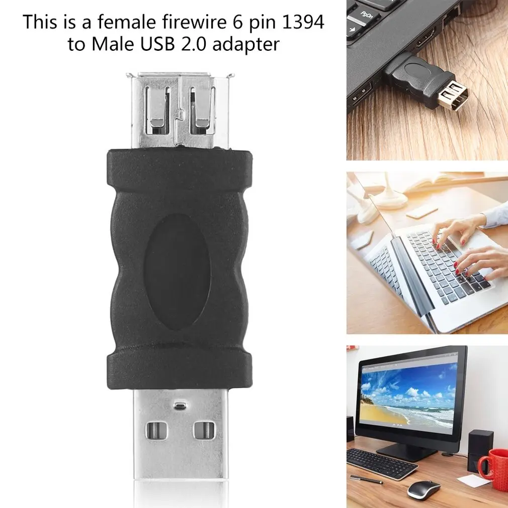 

Адаптер Firewire IEEE 1394 6-контактный разъем «Мама» к USB 2.0 Type A «папа» для камер мобильных телефонов, MP3 плееров, КПК, черные адаптеры, простота в исп...