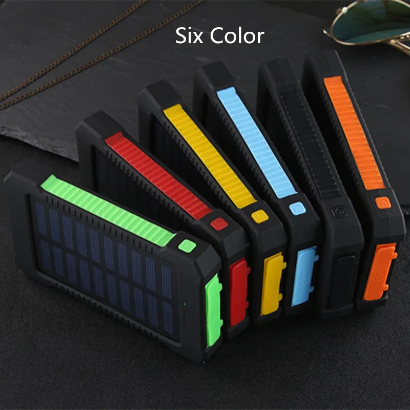 Solar Power Bank Waterproof 50000mAh Solar Charger USB Ports External Charger Powerbank for Xiaomi 5S Smartphone with LED Light