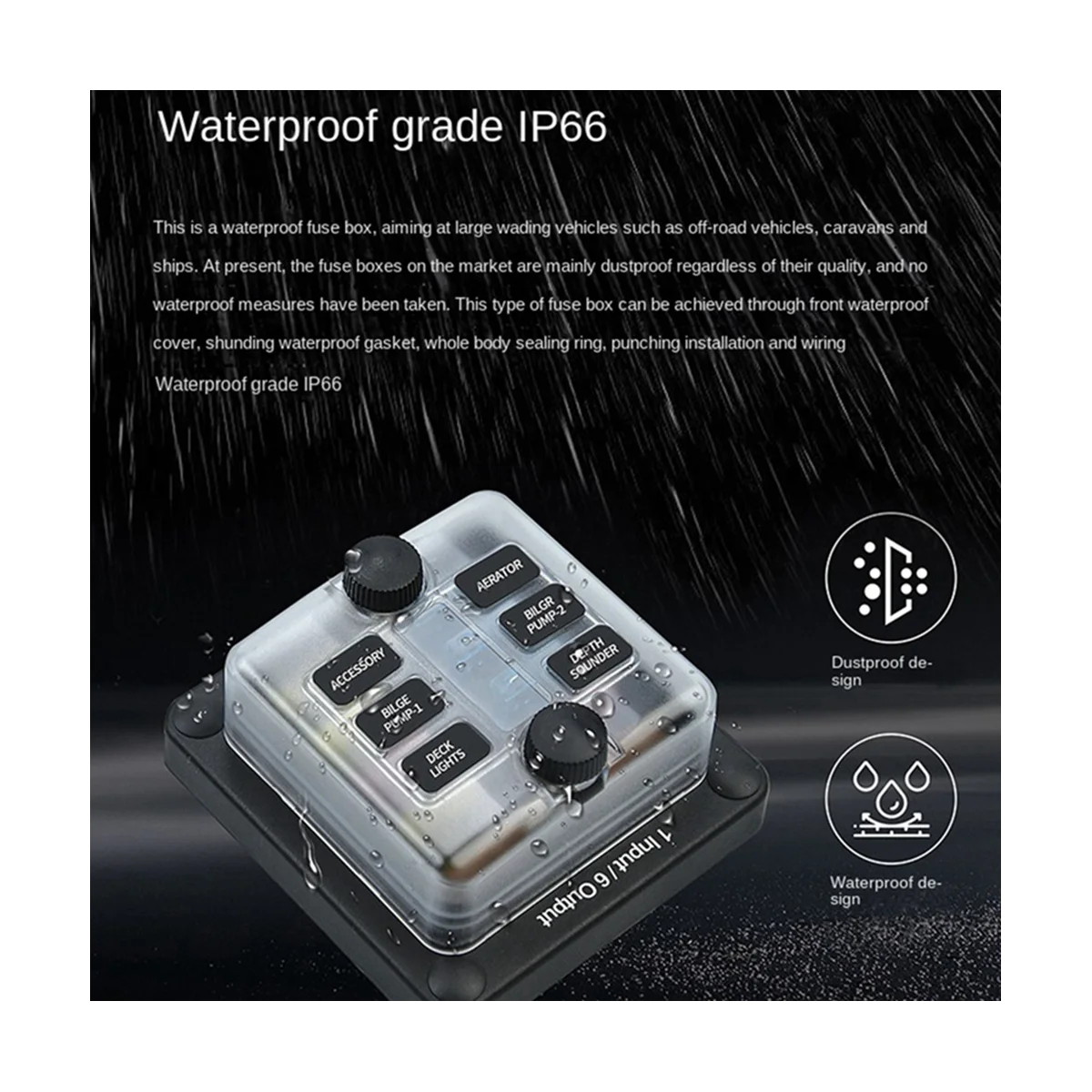 

32V Car Boat Fuse Box Holder 6 Way Fuse Relay Box Waterproof Fuse Box for Cars, Boats, Trucks, Tugboats