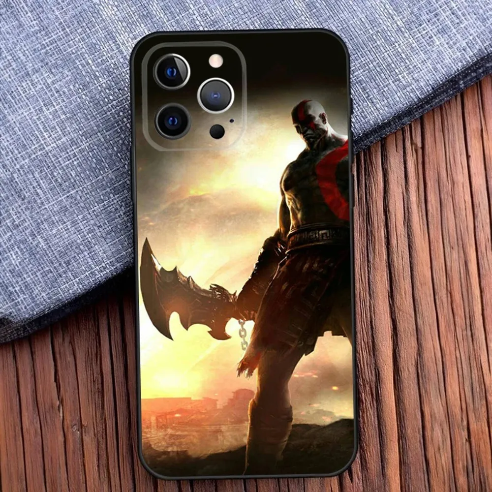 Kratos Game G-God of W-War Phone Case For iPhone 16 15 14 13 12 11 Pro X XS Max XR Plus Mini Soft Black Cover