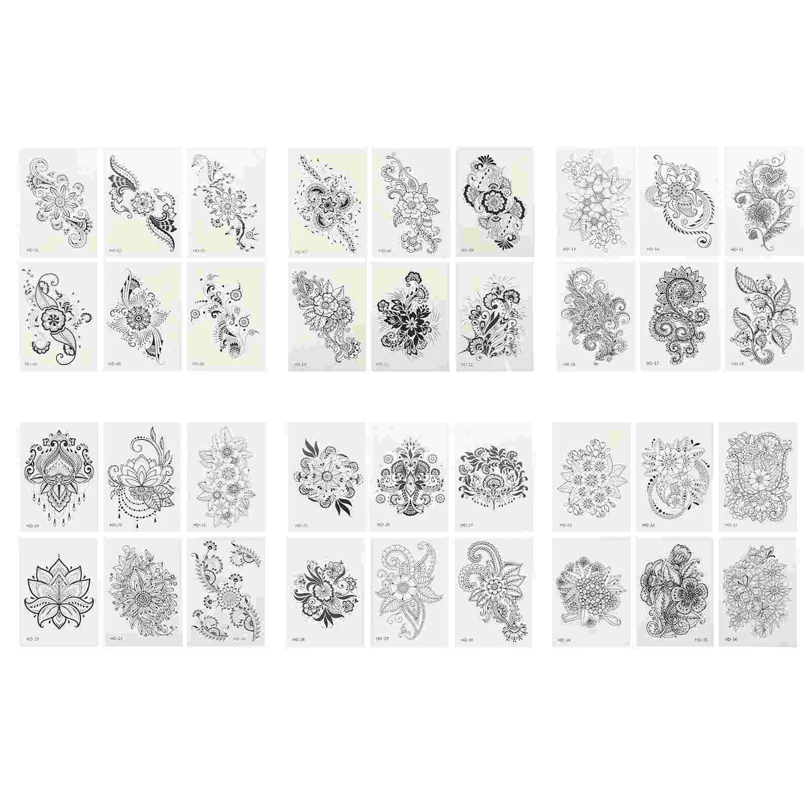 

36pcs Exquisite Tattooing Stickers Freshness Themed Body Stickers Temporary Decals (White)