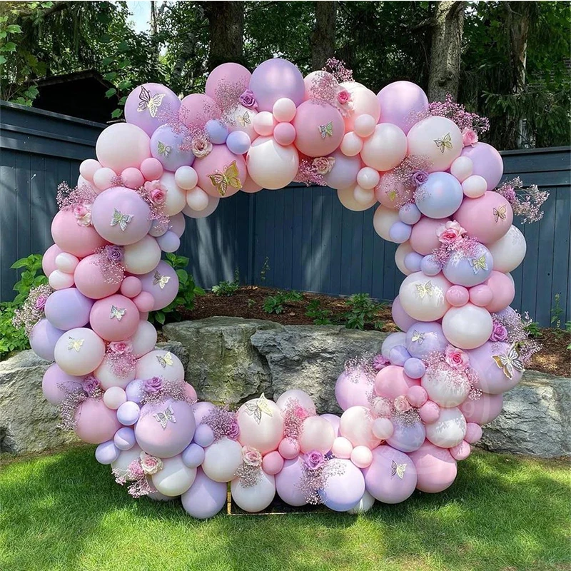 

Macaron Pink Purple Balloon Garland Arch Kit With Butterfly Sticker For Kids Baby Shower Birthday Party Supplies Wedding Decors