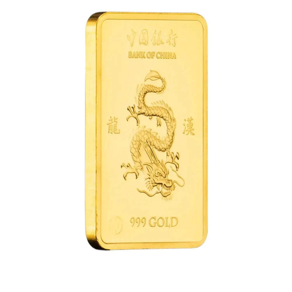 

Золотая позолоченная монета Банка Китая с драконом