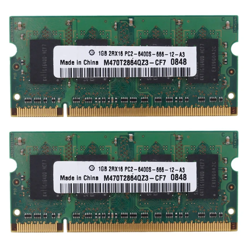 

2X DDR2 1GB Notebook RAM Memory 2RX16 800MHZ PC2-6400S 200Pins SODIMM Laptop Memory