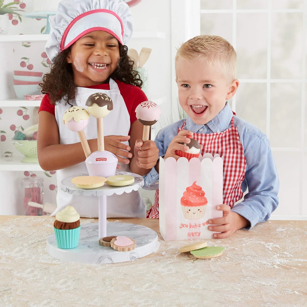 Fisher Price кухонные игрушки торт поп магазин 24 ролевые деревянные десерты выпечки