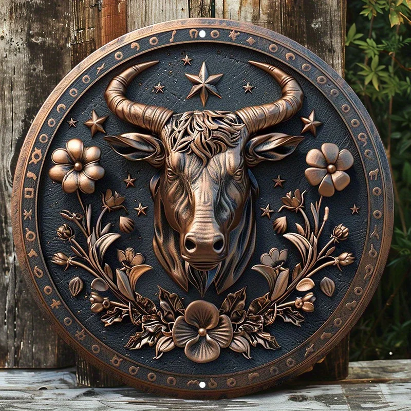 Металлический Настенный декор со знаками Зодиака круглая алюминиевая дверная