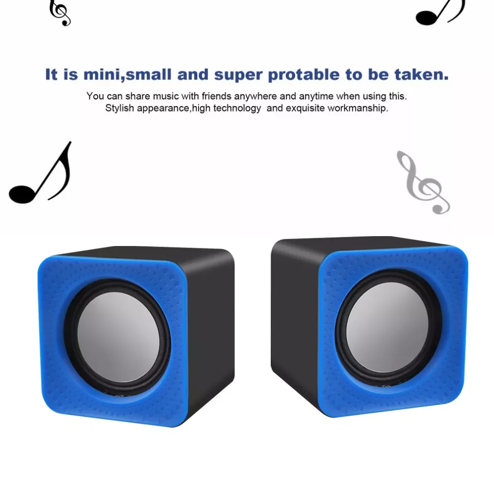 

Portable Mini Speaker USB 2.0 Multimedia Music Stereo 3.5mm Jack Combination for Home Theater Desktop Computer Notebook