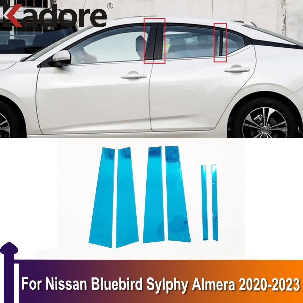 

For Nissan Bluebird Sylphy Almera 2020-2023 Car Window Center Pillar Moldings Strips Cover Exterior Accessories Stainless Steel