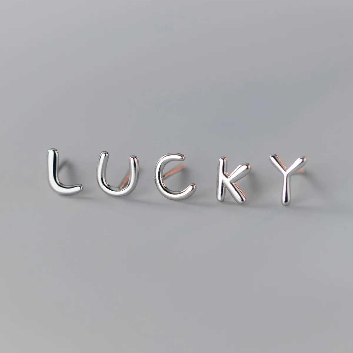 

New Arrival Real 925 Sterling Silver 26 Capital Letters Stud Earrings Geometric Alphabet Studs Simple Jewelry for Women