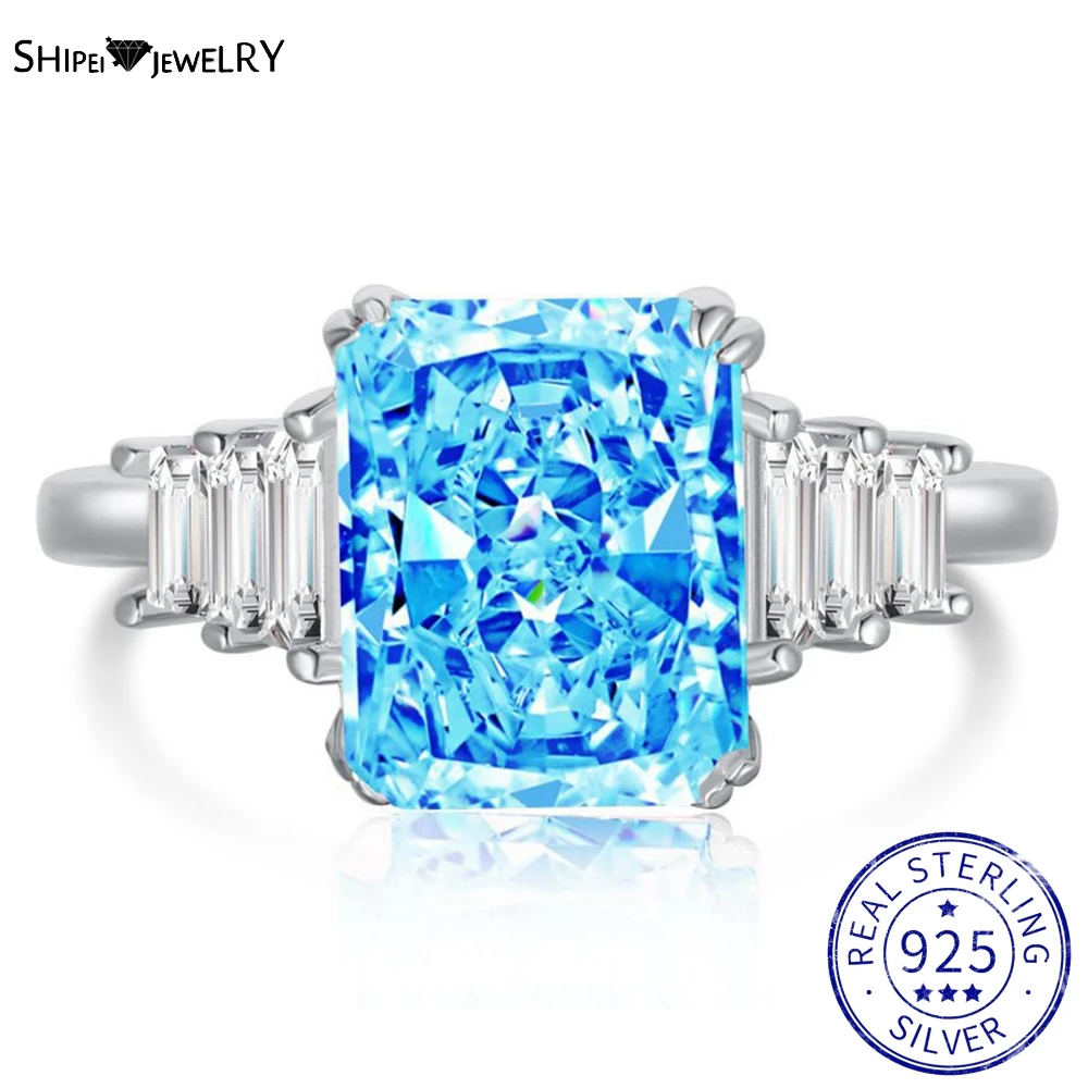 

Shipei Romantic 925 Sterling Silver Crushed Ice Cut Created Moissanite Gemstone Wedding Engagement Ring For Women Fine Jewelry