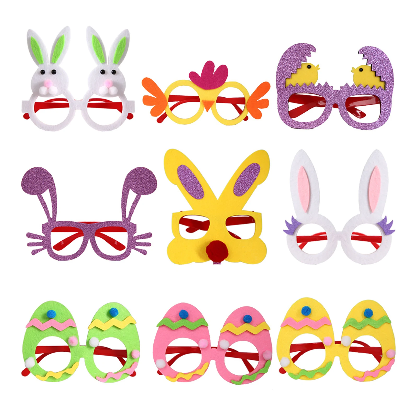 

9 PCS/set Easter Bunny Glasses Easter Party Decoration Dress Up Funny Chicken Egg Glasses Birthday party Decorations Kids