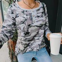 womens autumn and winter new camouflage clothing long sleeved t shirt women casual commuter tops