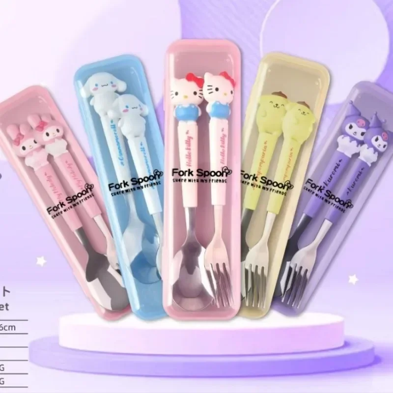 Sanrio Hello Kitty посуда мультфильм аниме милый Cinnamoroll Kuromi My Melody Pom Purin детская вилка