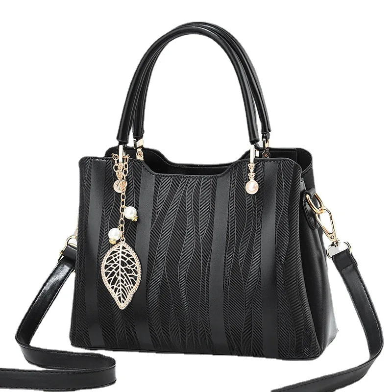 New women bag single shoulder portable diagonal cross bag check solid color large capacity simple