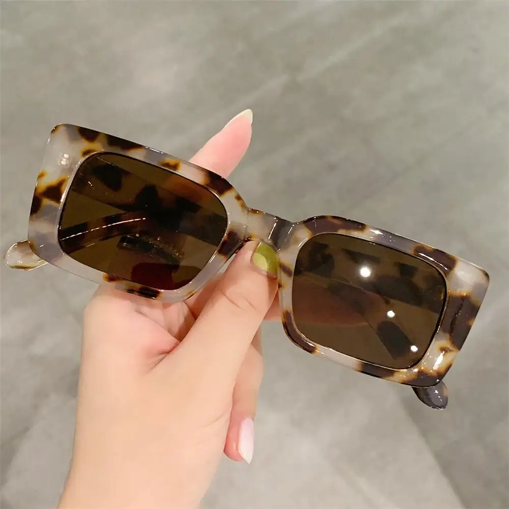 

Vintage Gradient Small Frame Beach/Travel Leopard Sun Glasses Shades Square Sunglasses Rectangle