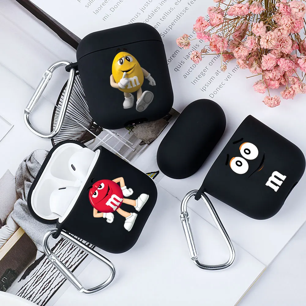 

Fashion Cute cartoon Chocolate Beans Earphone Case For AirPods 1 2 3 Pro Black Soft silicone wireless Bluetooth headphone case