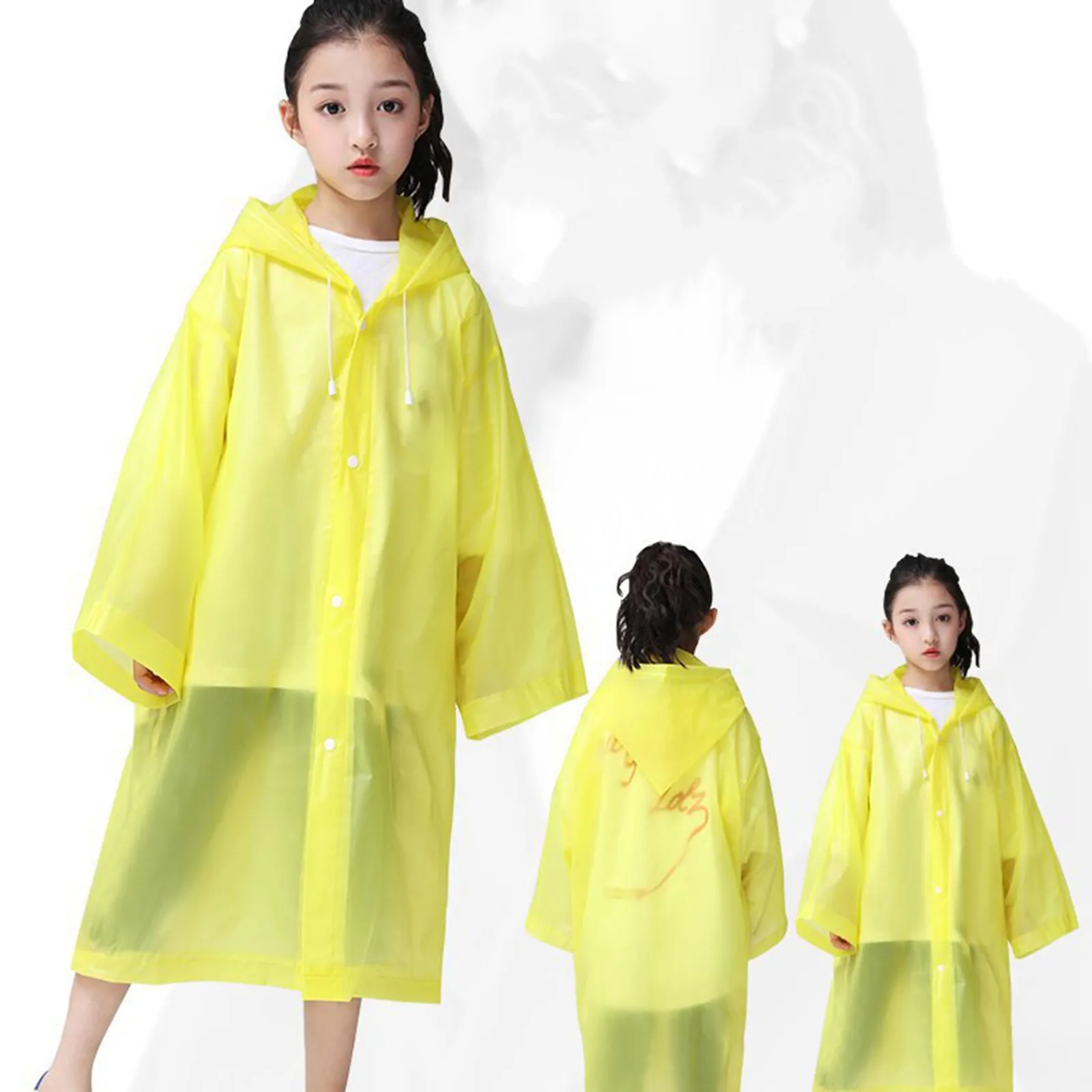 

Reusable Hooded Raincoat Portable Jackets For Boys Girls Transparent Poncho Eva Children Raincoats Waterproof Rainwear Suit