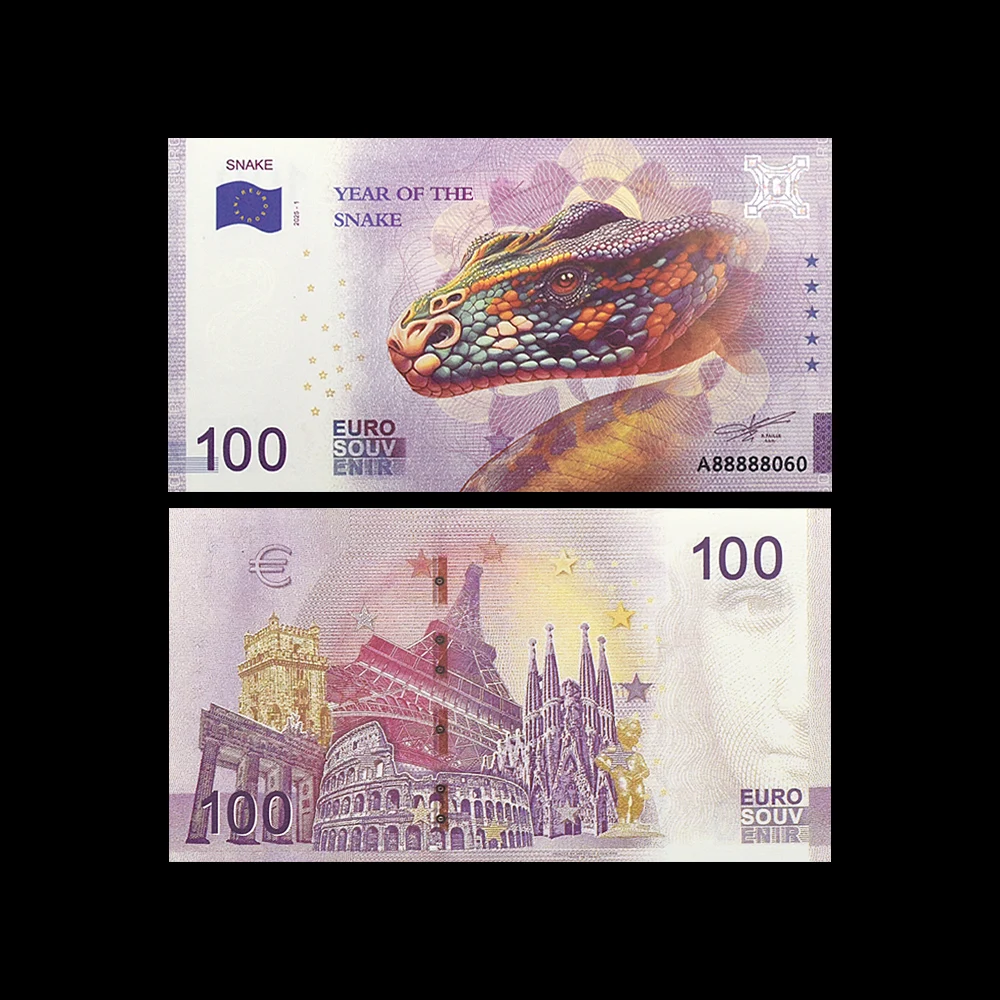 2025 год зодиака Змея 100 евро памятные банкноты сделай сам зеленая флуоресцентная