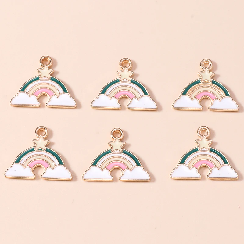 

10pcs Enamel Cute Star Cloud Rainbow Charms Pendants for DIY Bracelet Necklace Earrings Jewelry Making Accessories