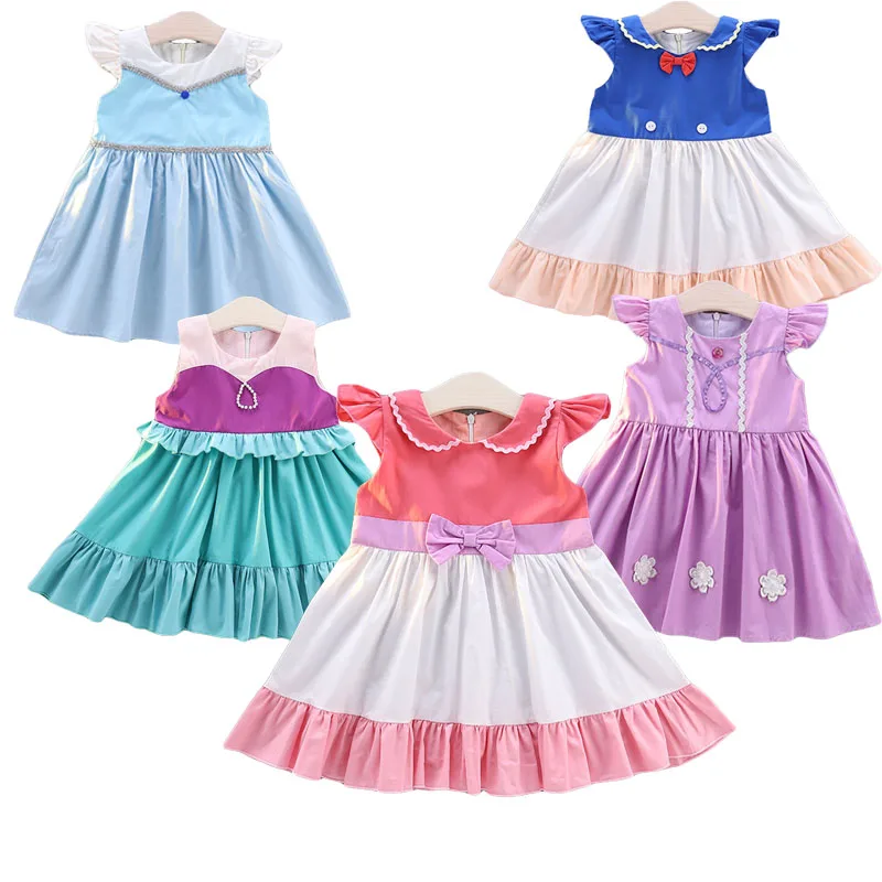 

2022 Summer Cartoon Princess Dresses For Baby Girl Sweet Tutu Infant Birthday Wedding Party Gown Newborn Cosplay Clothes Dress