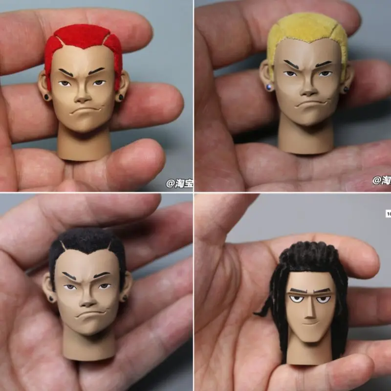 

1/6 Customed Male Soldier Fashion Head Sculpture Trendy Color Hair Handsome Cool Flat Head Carving For 12Inch Action Figure Bod