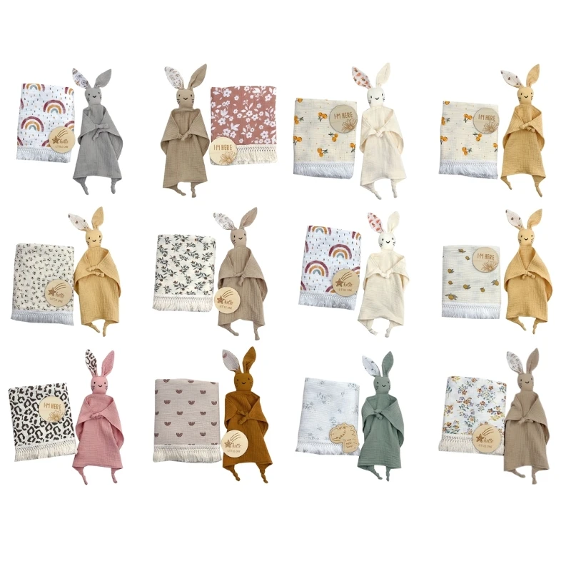 

Baby Blankets Rabbit Appease Towel Milestones Card Set for Boys Girls Toddler Newborn Sleeping Nursing Cuddling Blanket