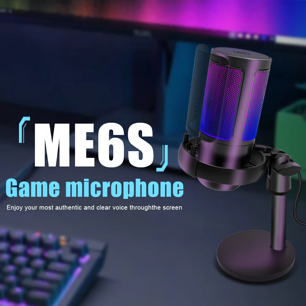 Фото Игровой микрофон для ПК: USB-микрофон для подкастов, видео и стриминга, конденсаторный микрофон с функцией быстрого отключения звука, RGB-микрофон в подарок для геймеров. №1