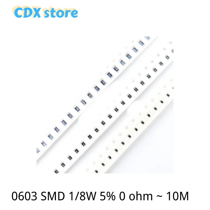 

100pcs 0603 SMD 1/8W 0 ohm ~ 10M ohm chip resistor 0 10R 100R 220R 330R 470R 1K 4.7K 10K 47K 100K 0 10 100 330 470 ohm 5%