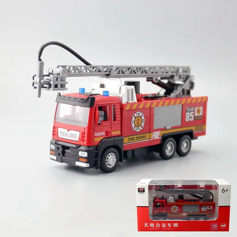 

Hot sale 1:50 alloy pull back ladder fire truck model,original packaging water tank fire truck toy,free shipping