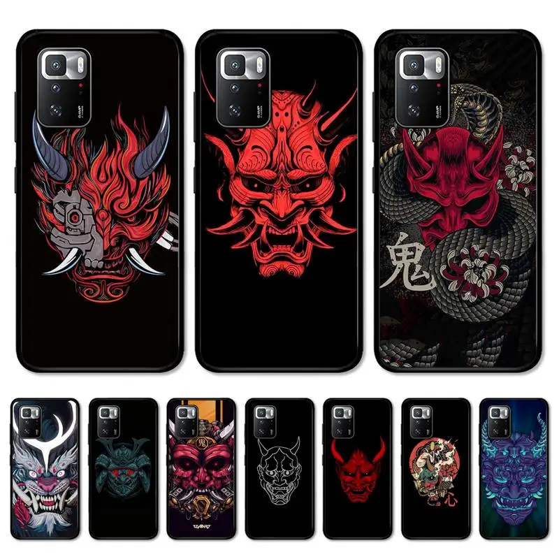 

Samurai Oni Mask Phone Case for Redmi Note 11E 11 10 9 8 6 Pro 11s 8T 5 7 7A 9A K20 K30 Soft Tpu Cover