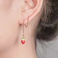 stereo simulation red strawberry dangle earring new fruit female earring for lovely girl women jewelry gifts drop ship wholesale