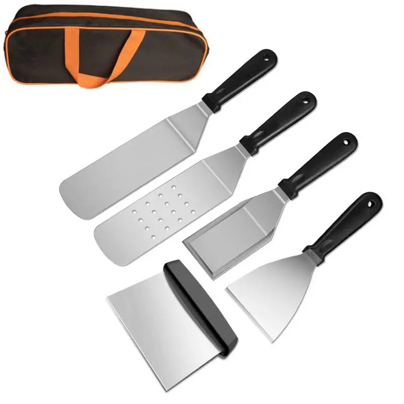 

Stainless Steel Spatula For Grill Stainless Steel Tool Set For Griddle Anti Rust Grill Accessories With Comfortable Grip For