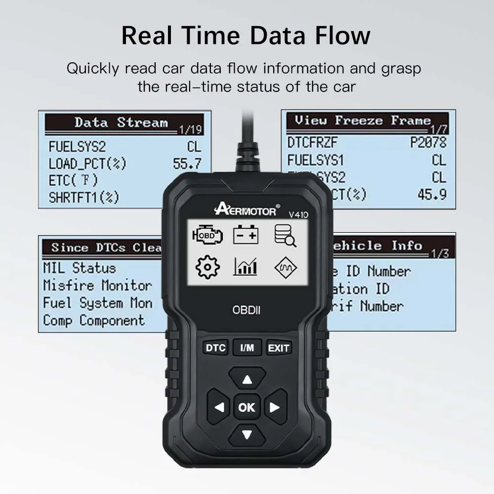 Автомобильный сканер AERMOTOR V410 OBD2 с поддержкой 9 протоколов считыватель кодов