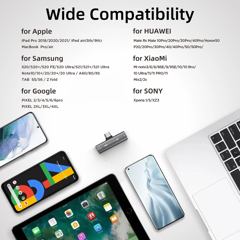 2 in 1 Type C to 3.5mm Jack Headphone Adapter PD Fast Charging 3.5 Music Game Converter for iPad Pro Samsung Google Pixel Xiaomi
