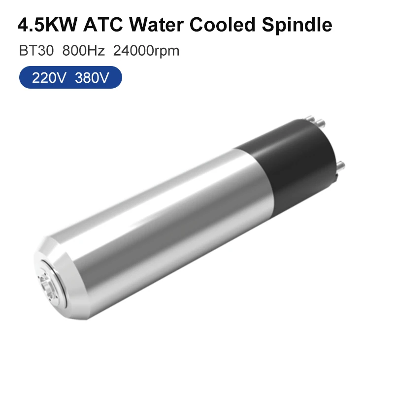

4.5kw ATC Water-Cooled Spindle Motor 220V 380V Automatic Tool Change Spindle 24000RPM BT30 Handle 800Hz For CNC Router Carving