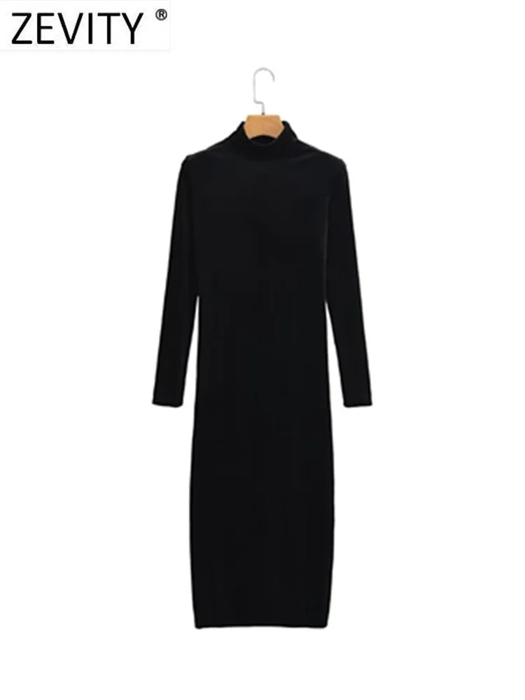 

Zevity женское модное черное бархатное длинное платье на молнии с воротником-стойкой, женское шикарное вечерние нее платье с открытой спиной и...