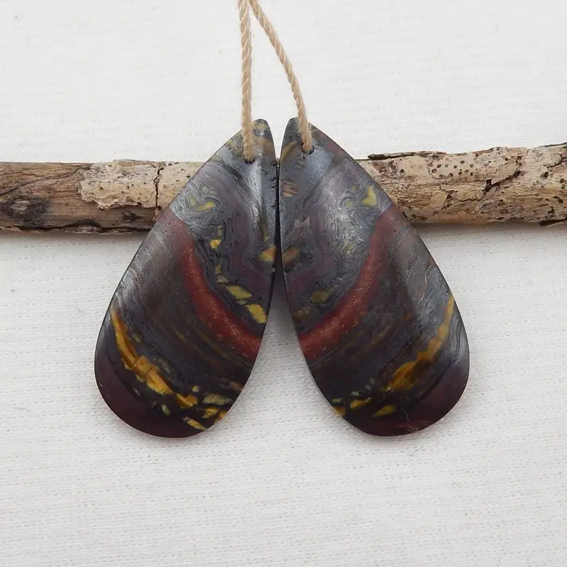 Серьги-гвоздики с полудрагоценным натуральным камнем 32x15x4 мм 8 г - купить по