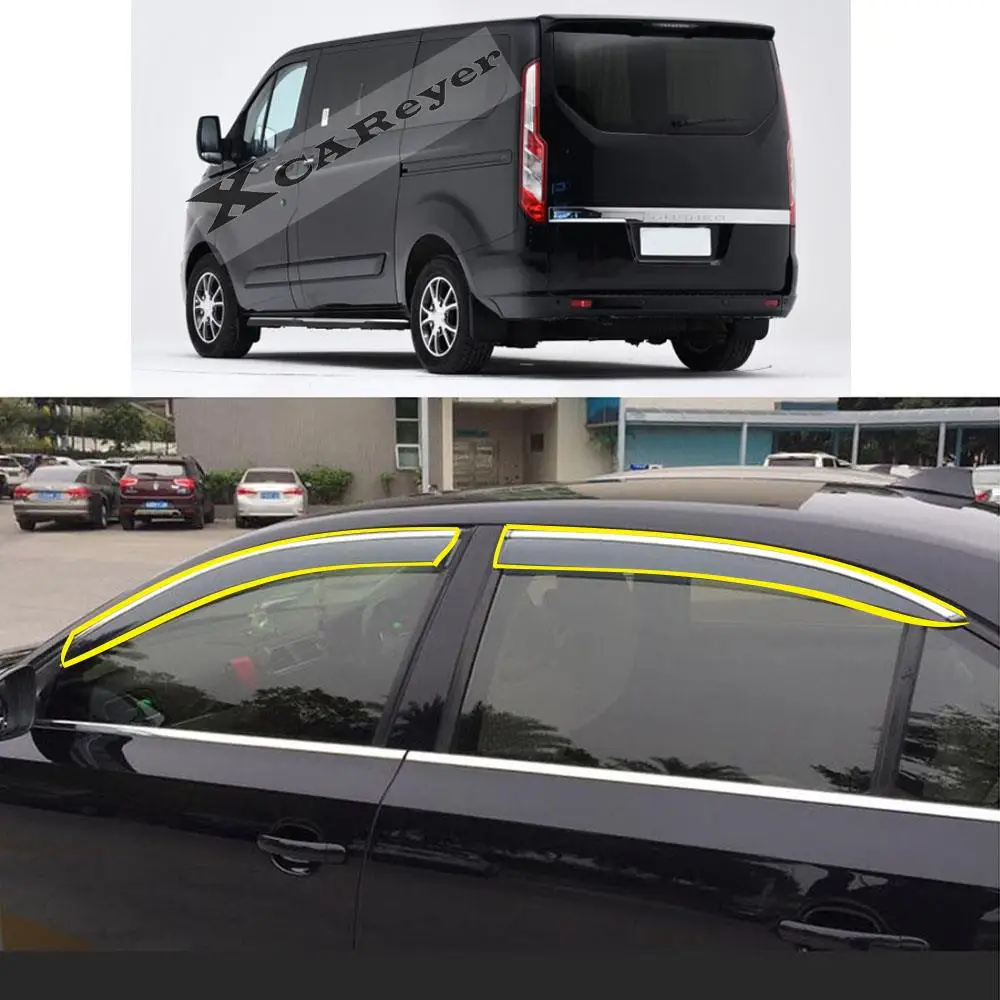 

Car Sticker Plastic Window Glass Wind Visor Rain/Sun Smoke Guard Vent Awnings For Ford Tourneo Custom/Taurus 2016-2021