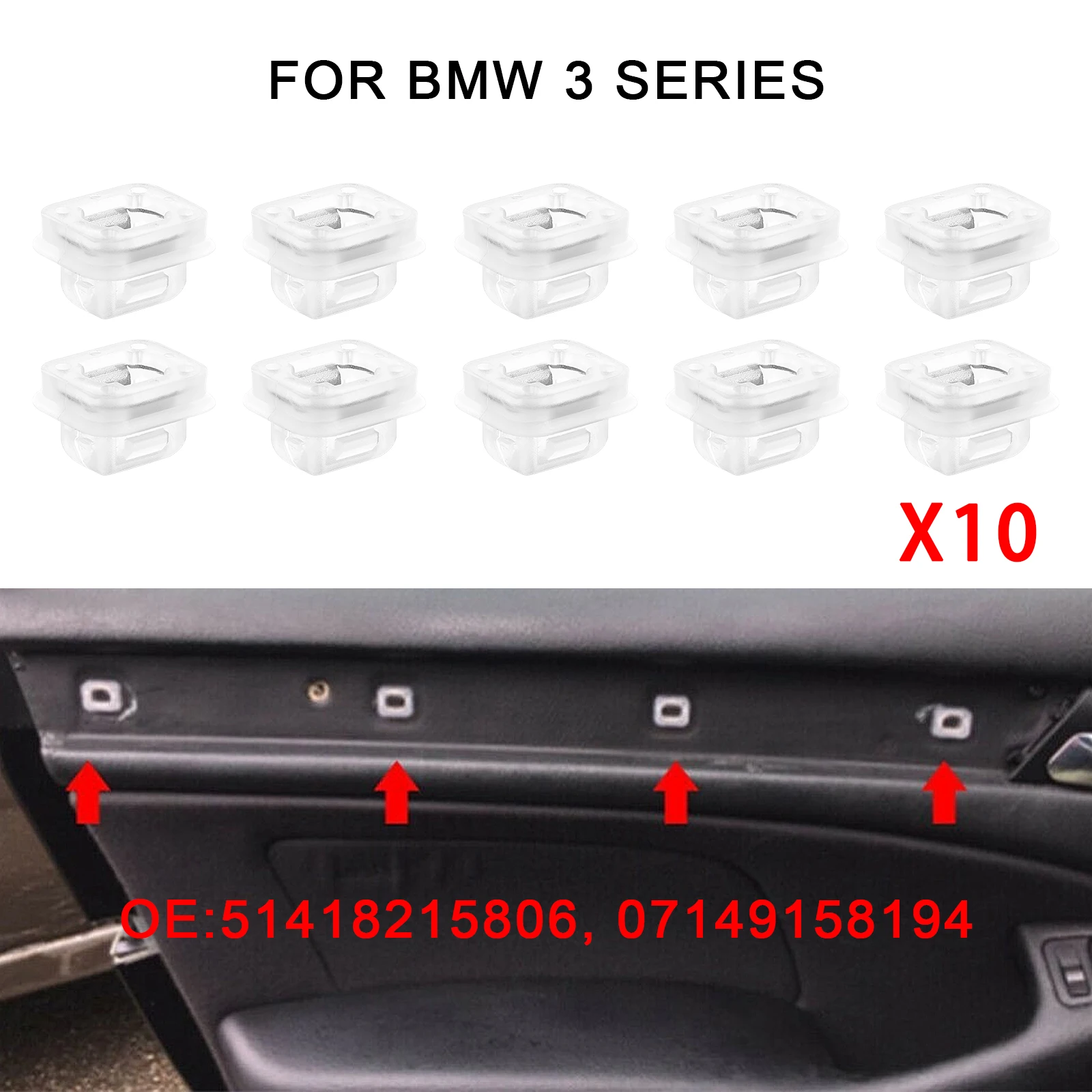 

10Pcs Car Door Interior Dashboard Dash Trim Moulding Clips For BMW 3 Series E46 E90 E91 E92 E93 X5 E53 Auto Retainers Grommets