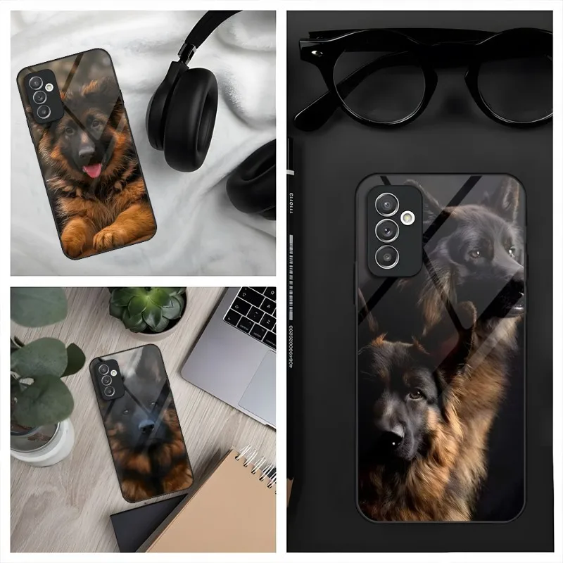 

Чехол для телефона Samsung A71 A52 A21 A32 A20 A21 A12 A51 A40 A10 A72 A30 A32 A81 со стеклом и изображением немецкой овчарки