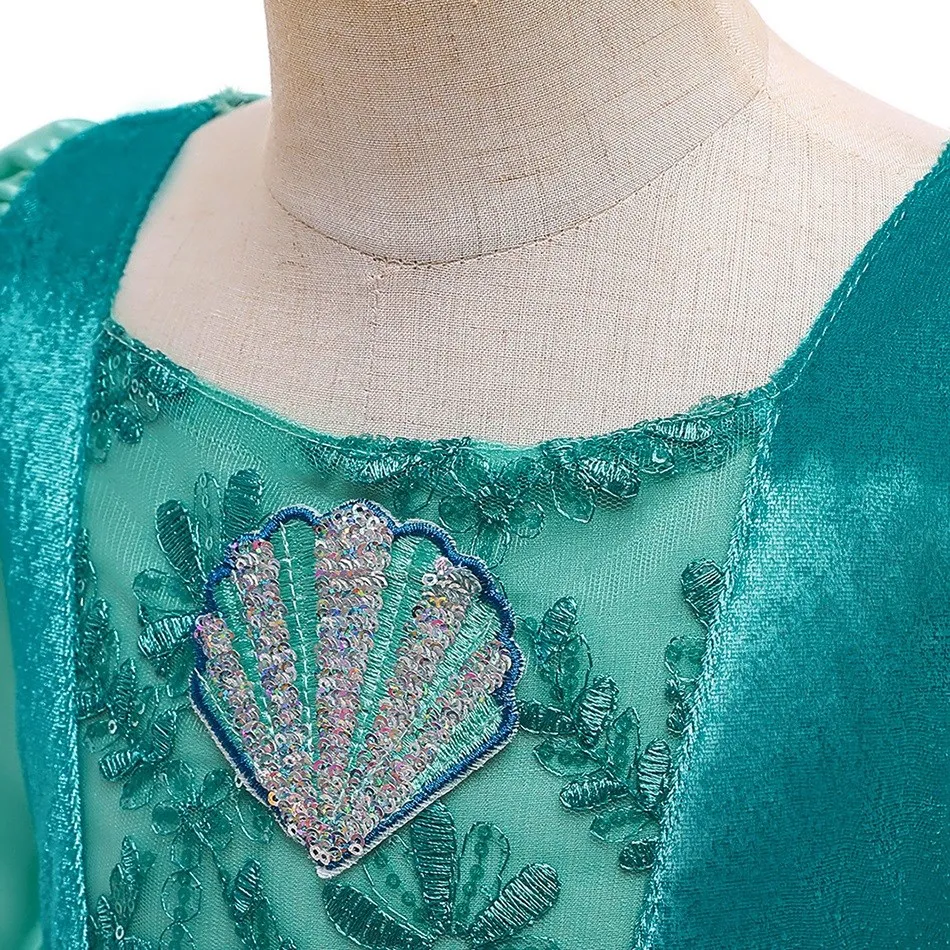 Little Girl Christmas Evening Dress Kids Ariel Dress Mermaid Costume Mermaid Wig Baby Girl Birthday Party Christmas Costume