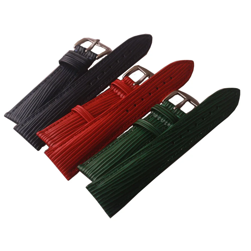 

Ремешок для часов из натуральной кожи с серебристыми застежками-бабочками, 14/16/18 мм