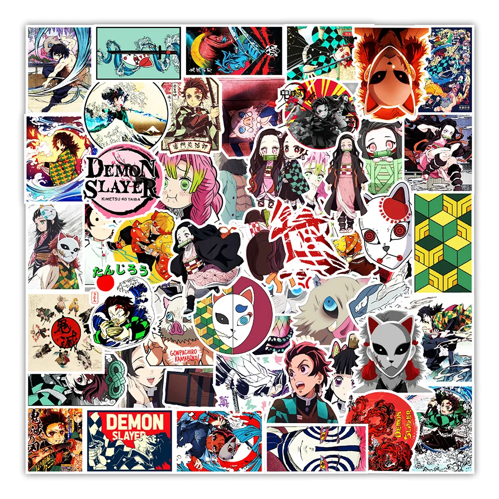 

10/30/50Pcs Anime Demon Slayer Kimetsu No Yaiba Figure Stickers Graffiti Kids Toy Skateboard Phone Laptop Luggage Sticker Decals