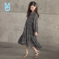 new girls floral midi dress spring children clothing 2022 bow chiffon baby dresses with lining teen kids clothes ruffles
