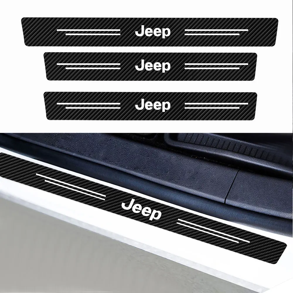 Углеродное волокно накладка на порог автомобиля полоски наклейка для Jeep Renegade