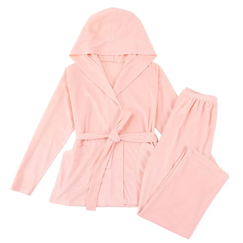 Women's Pajamas Hoodie outfits Pjs Women Set Sleepwearwinter Velvet Sleep Wears For Women 2 Pieces Set Nightwears For Ladies